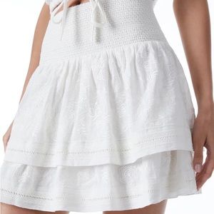 BETHIE SMOCKED RUFFLE MINI SKIRT